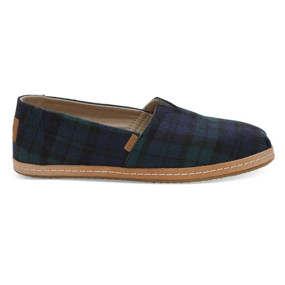 TOMS WOMEN'S ALPARGATA BLENDED ESPADRILLE in spruce plaid felt